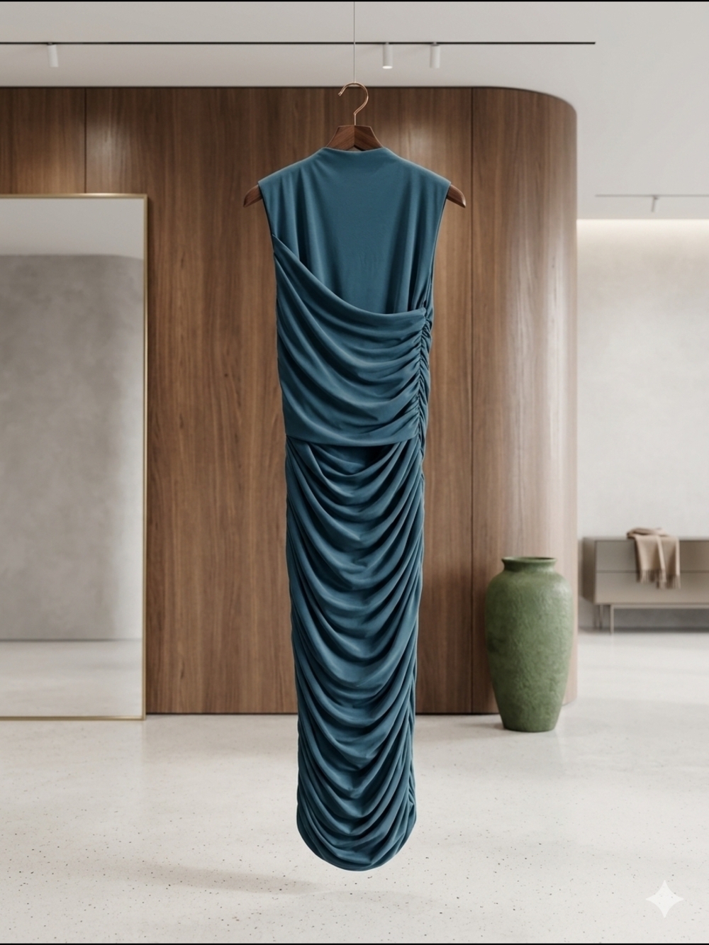 Fashion Nova Diya Draped Mesh Midi Dress - Teal Size 1X (NWOT) - Picture 6 of 8